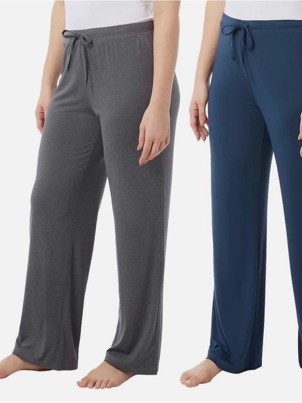Two Pair 32 Degrees Cool Women's Wide-Leg Lounge Pants with Drawstring - Blue